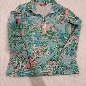 Lilly Pulitzer Tropical Print Pullover palm beach print - pet free smoke free